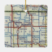 Hiawatha Kansas  Map Keramisch Ornament (Achterkant)