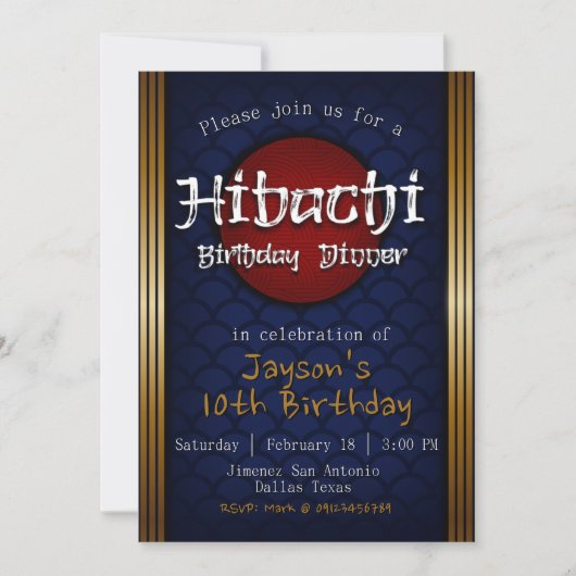 Hibachi Birthday Dinner - Blue Kaart (Voorkant)
