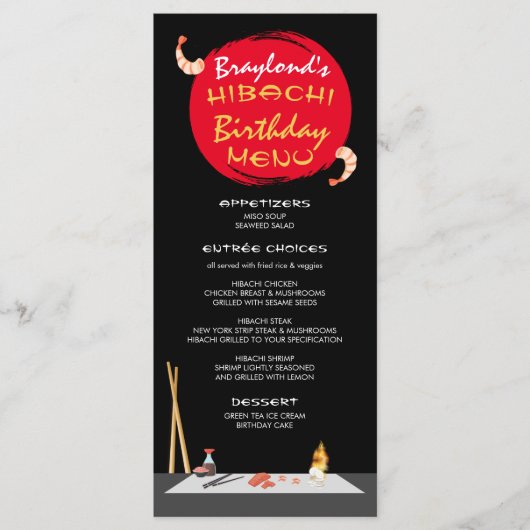 Hibachi Birthday Dinner Hibachi Party Menu (Voorkant)