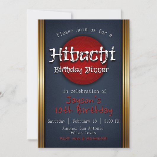 Hibachi Birthday Dinner Kaart (Voorkant)