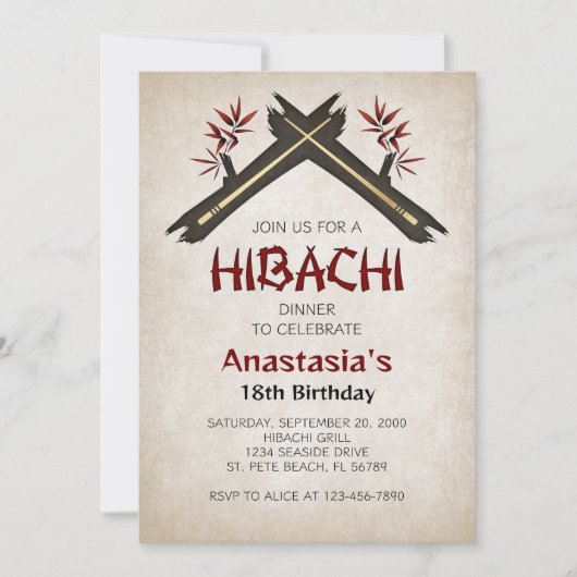 Hibachi Birthday Dinner Kaart (Voorkant)