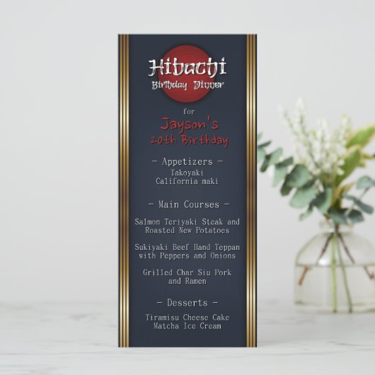 Hibachi Birthday Dinner Menu (Staand voorkant)