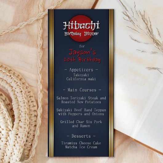 Hibachi Birthday Dinner Menu