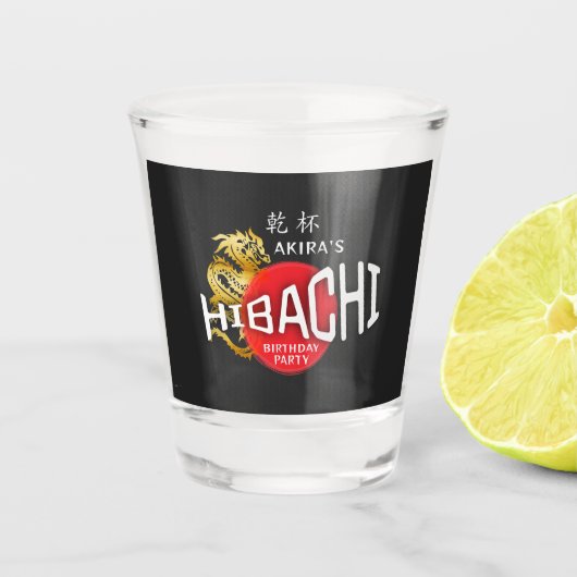Hibachi Chef Japanese BBQ Sushi Dragon Birthday Shot Glas (Voorkant)