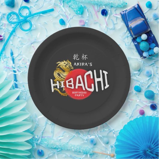 Hibachi Chef Japanse BBQ Sushi Dragon Verjaardag Papieren Bordje (Feest)