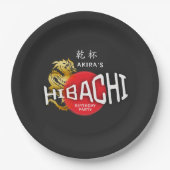 Hibachi Chef Japanse BBQ Sushi Dragon Verjaardag Papieren Bordje (Voorkant)