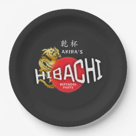 Hibachi Chef Japanse BBQ Sushi Dragon Verjaardag Papieren Bordje