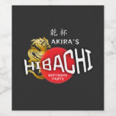Hibachi Chef Japanse BBQ Sushi Dragon Verjaardag Wijn Etiket (Enkel label)