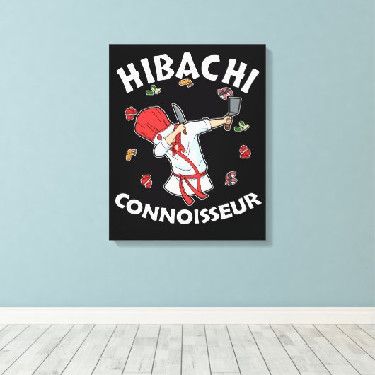 Hibachi Connoisseur Hibachi Grill Gift Hibachi Canvas Afdruk (Insitu (Houten vloer))