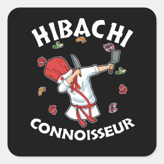 Hibachi Connoisseur Hibachi Grill Gift Hibachi Vierkante Sticker (Voorkant)