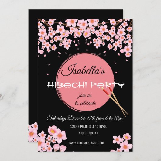 Hibachi Japans Diner Verjaardag Party Uitnodiging (Voorkant / Achterkant)