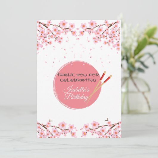 Hibachi Japans Diner Verjaardagsfeest Bedankkaart (Staand voorkant)