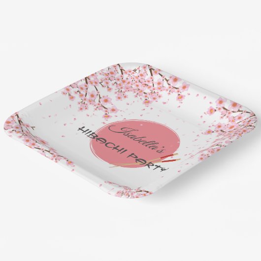 Hibachi Japans Diner Verjaardagsfeest Papieren Bordje (Gebogen)