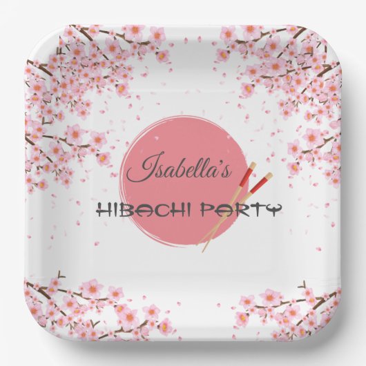 Hibachi Japans Diner Verjaardagsfeest Papieren Bordje (Voorkant)