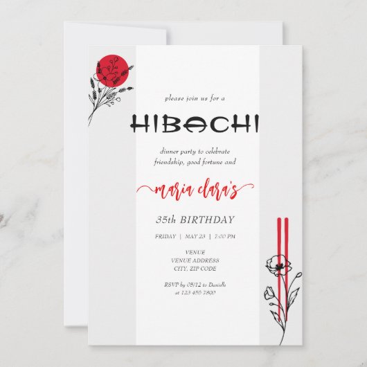 Hibachi Japanse BBQ Grill Chef Verjaardagsdiner Kaart (Voorkant)