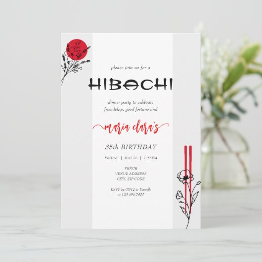 Hibachi Japanse BBQ Grill Chef Verjaardagsdiner Kaart (Staand voorkant)