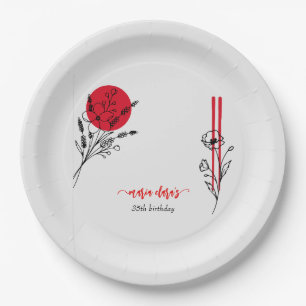 Hibachi Japanse BBQ Grill Chef Verjaardagsdiner Papieren Bordje