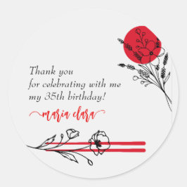 Hibachi Japanse BBQ Grill Chef Verjaardagsdiner Ronde Sticker