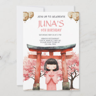 Hibachi Japanse Geisha meisje verjaardagsuitnodigi Kaart