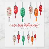 Hibachi Japanse Lantaarns Chef Verjaardagsfeestje Wijn Etiket (Enkel label)