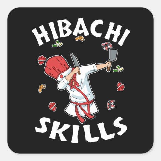 Hibachi Lover Hibacl Chef Gift Mannen Hibachi Vierkante Sticker (Voorkant)