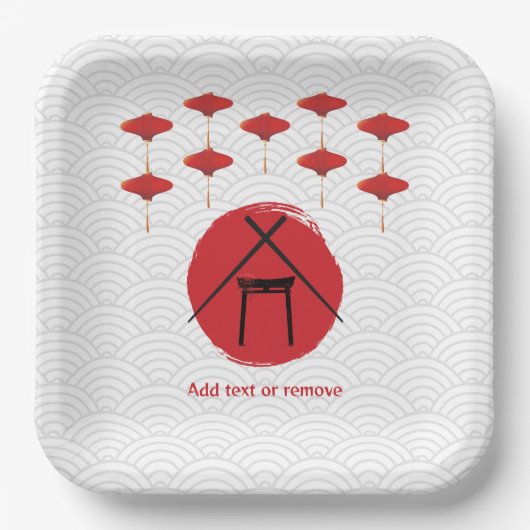 Hibachi Thema Verjaardagsfeest Privé Chef Japans Papieren Bordje (Voorkant)