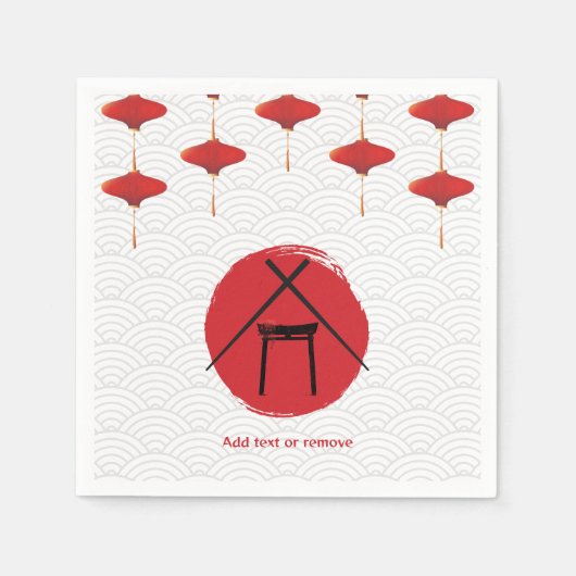 Hibachi Thema Verjaardagsfeest Privé Chef Japans Servet (Voorkant)