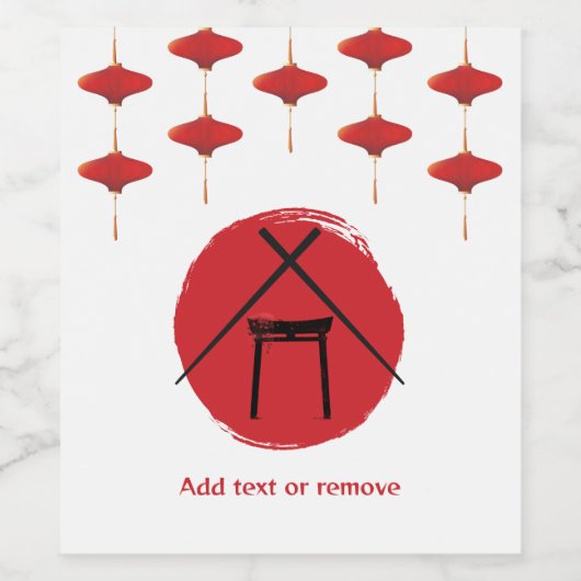 Hibachi Thema Verjaardagsfeest Privé Chef Japans Wijn Etiket (Enkel label)