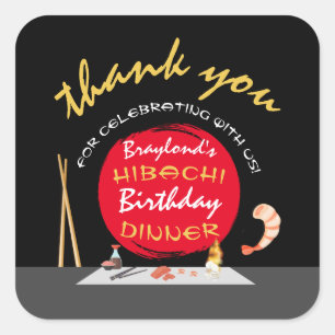 Hibachi-verjaardagsdiner Hibachi-feest Bedankt Vierkante Sticker