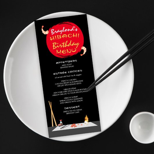 Hibachi verjaardagsdiner Hibachi feestmenu Menu