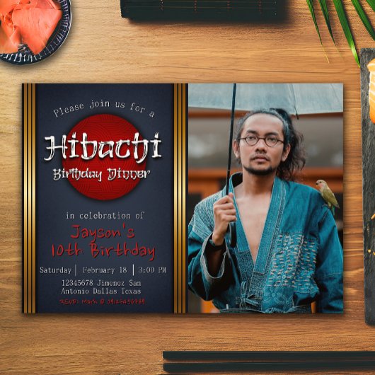 Hibachi-verjaardagsdiner met afbeelding kaart