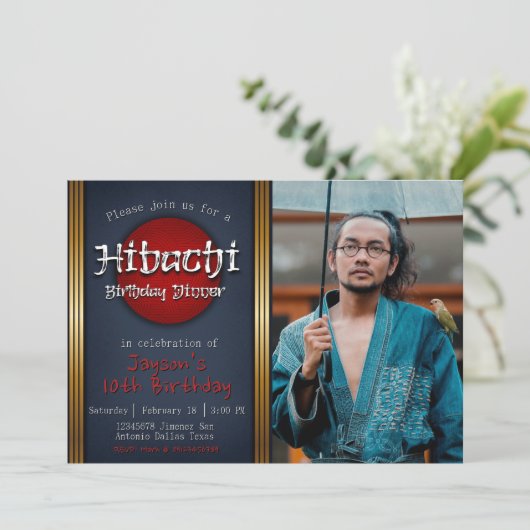 Hibachi-verjaardagsdiner met afbeelding kaart (Staand voorkant)