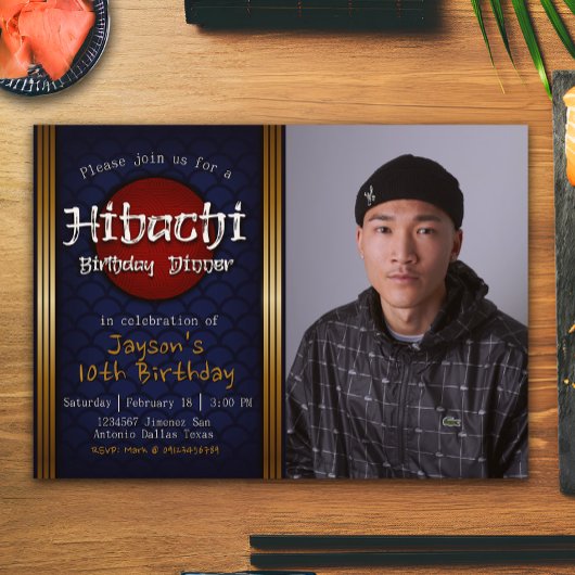 Hibachi verjaardagsdiner met foto kaart