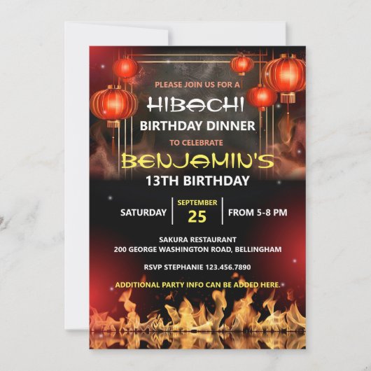 Hibachi verjaardagsdinerfeest kaart (Voorkant)
