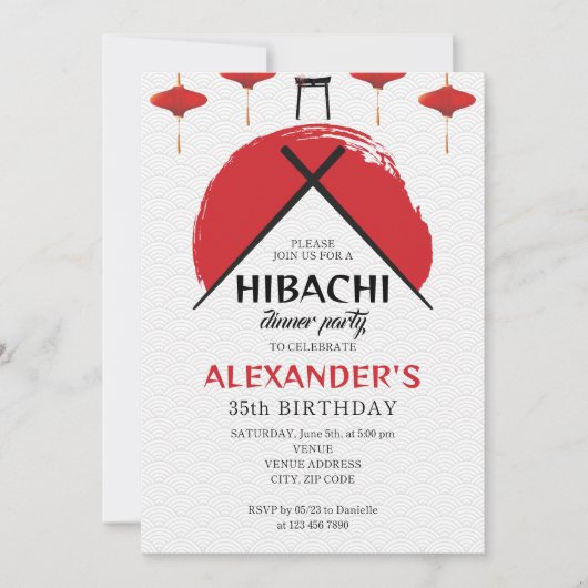 Hibachi Verjaardagsfeest Privé Chef Japans Thema Kaart (Voorkant)