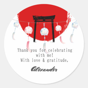 Hibachi Verjaardagsfeest Wind Chimes Furin Japans Ronde Sticker