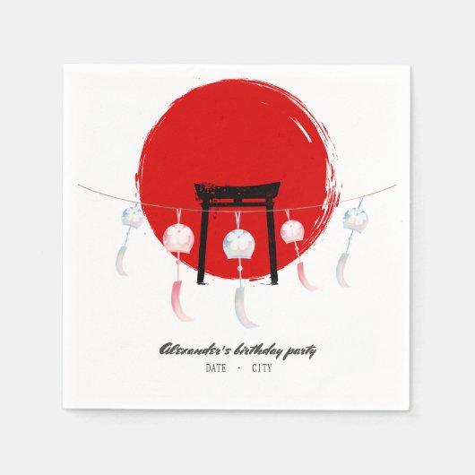 Hibachi Verjaardagsfeest Wind Chimes Furin Japans Servet (Voorkant)