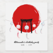 Hibachi Verjaardagsfeest Wind Chimes Furin Japans Wijn Etiket (Enkel label)