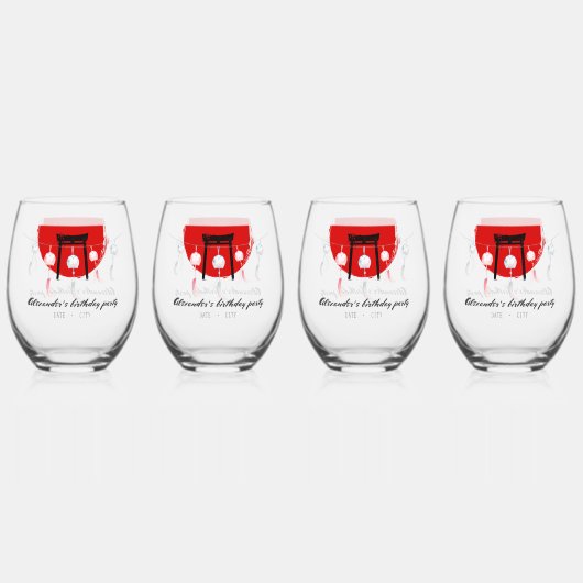 Hibachi Verjaardagsfeest Wind Chimes Furin Japans Wijnglas Zonder Voet (Voorkant)