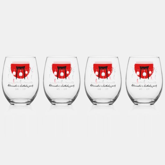 Hibachi Verjaardagsfeest Wind Chimes Furin Japans Wijnglas Zonder Voet (Achterkant)