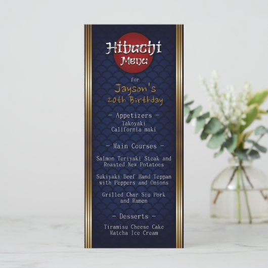 Hibachi verjaardagsmenu menu (Staand voorkant)