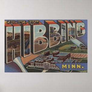 Hibbing, Minnesota - grote lettertjes Poster