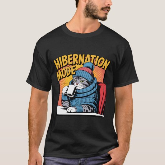 Hibernation Mode Cat Winter Cozy Coffee Lover T-shirt (Voorkant)
