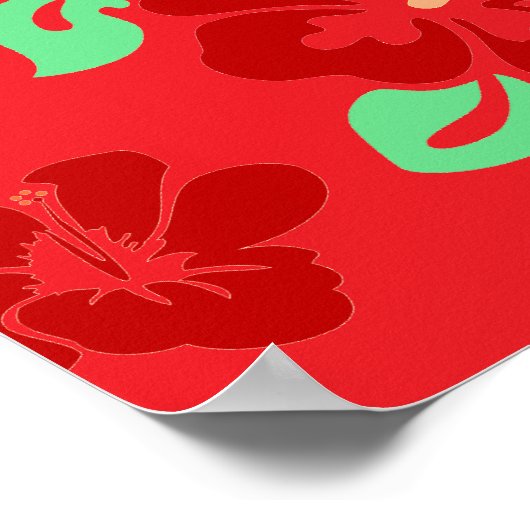 Hibicus Bloemen Rood Tropisch Poster (Hoek)