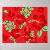 Hibicus Bloemen Rood Tropisch Poster (Voorkant)