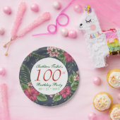 Hibiscus 100e Verjaardagsfeestje Papier Bord (Feest)