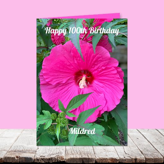 Hibiscus 100th Birthday for Women Card Kaart