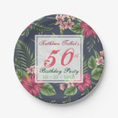 Hibiscus 50th Birthday Party Paper Bord (Voorkant)
