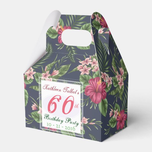 Hibiscus 60e verjaardagsfeestje Bedankt Favor Box Bedankdoosjes (Voorkant Zijde)