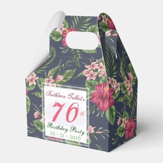 Hibiscus 70e verjaardagsfeestje Bedankt Favor Box Bedankdoosjes (Voorkant Zijde)